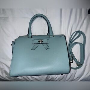 Sage green purse with removable cross body strap